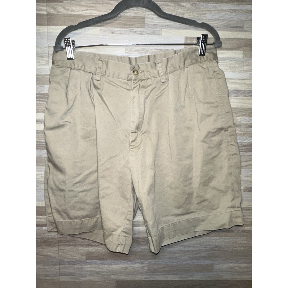 Polo By Ralph Lauren Tyler Chino Pleated Shorts Men's 33 Khaki 9" Inseam #L